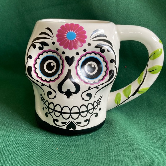 Sugar Skull Mug Day of the Dead Coffee Mug Skull Mug Handle USA 24oz 💀🥰 - Picture 1 of 12